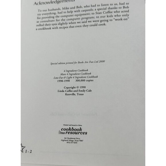 The Four Ingredient Cookbook Recipe Linda Coffee Emily Cale Quick Easy Simple - Picture 7 of 16